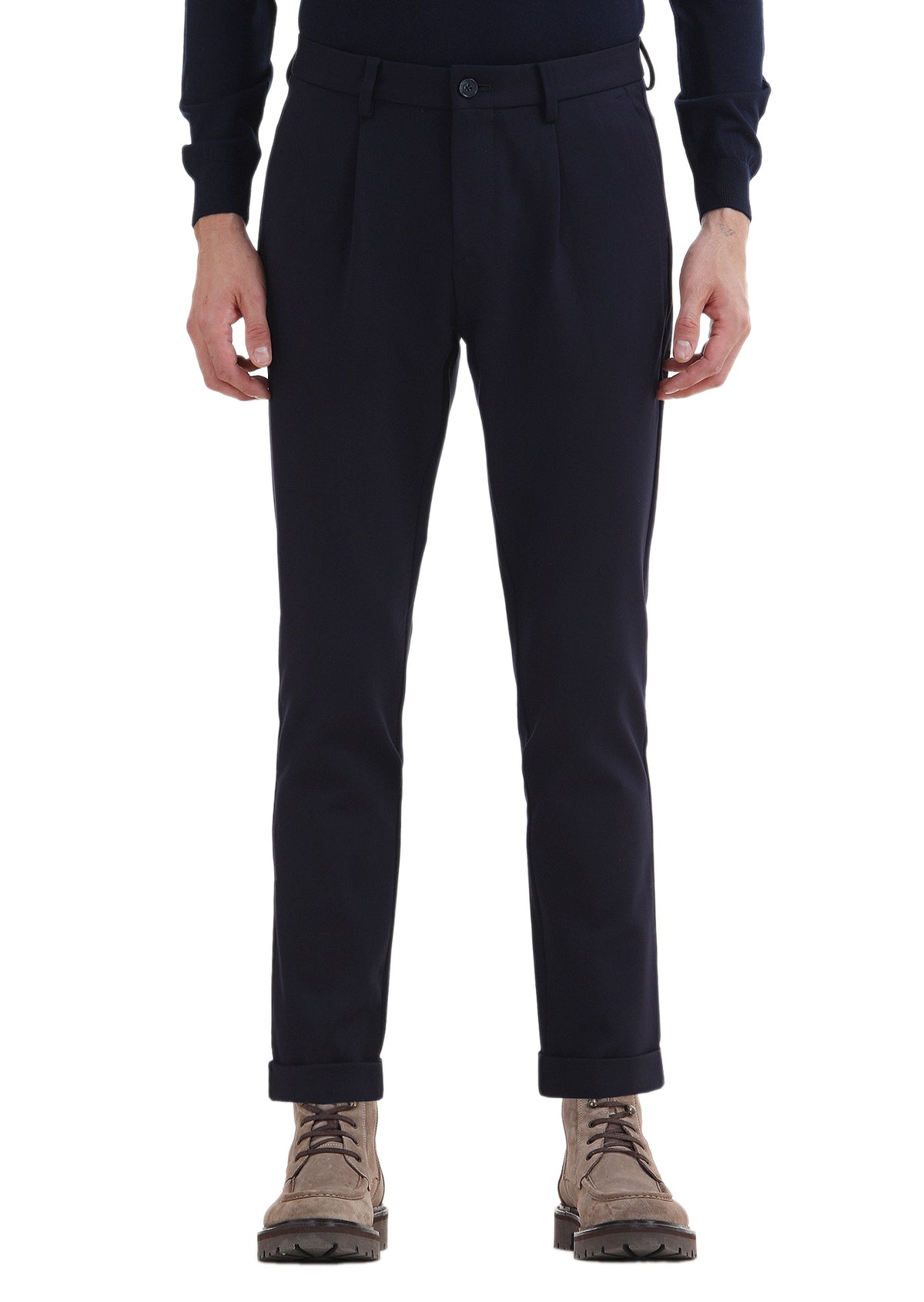 Lacivert Düz Örme Regular Fit Casual Pantolon