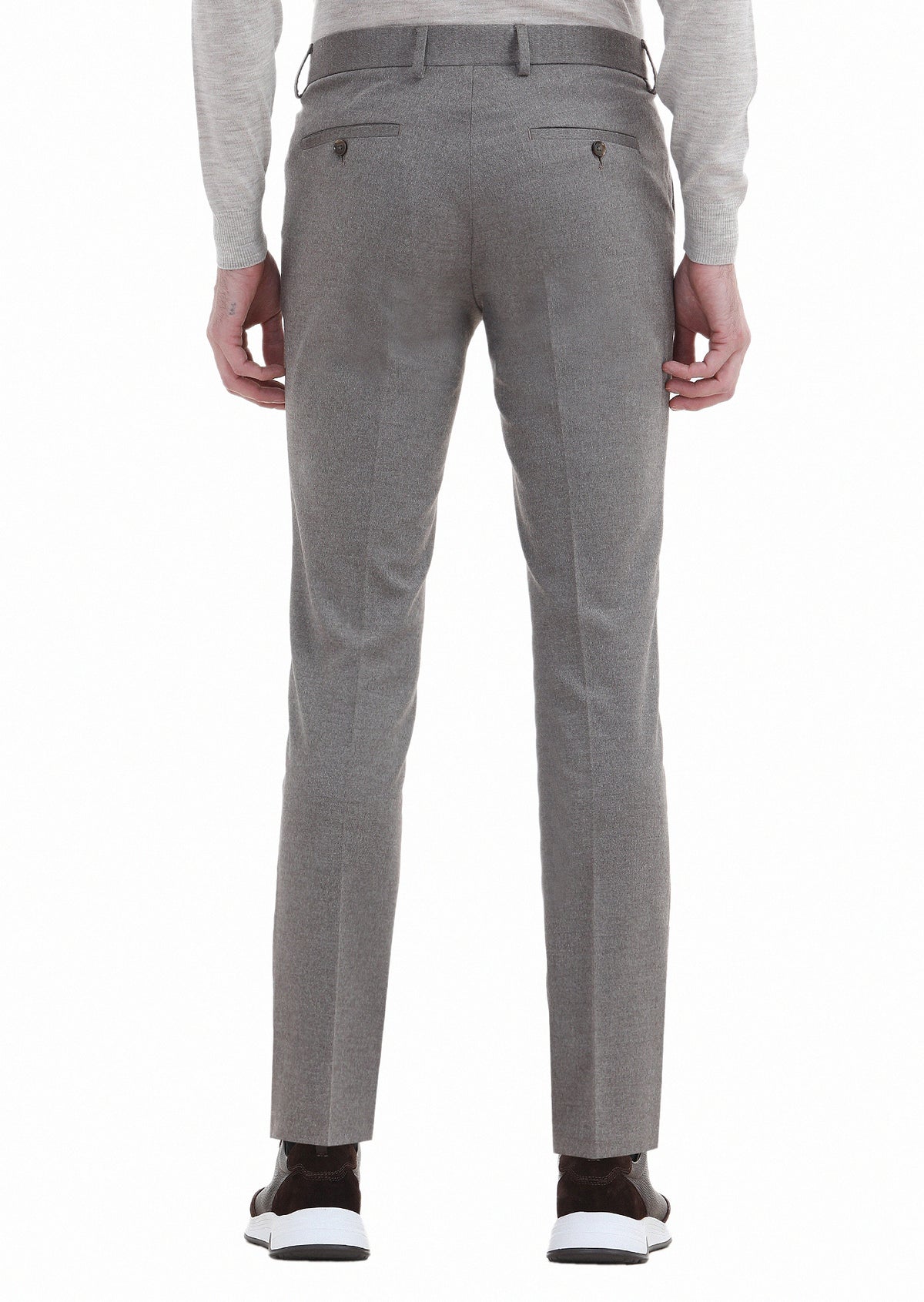 Bej Düz Dokuma Slim Fit Klasik Pantolon
