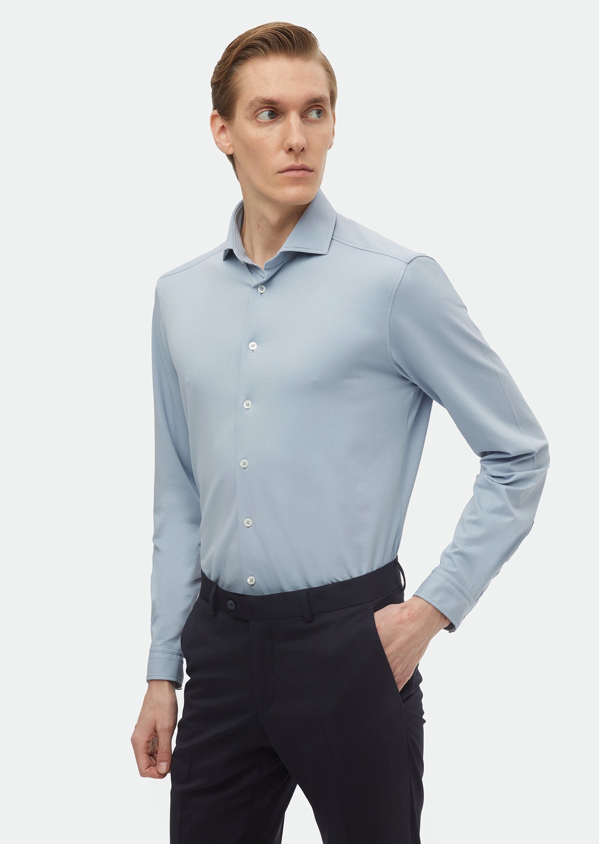 Mavi Düz Regular Fit Uzun Casual Pamuk Karışımlı Gömlek