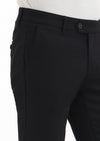 Siyah Düz Dokuma Slim Fit Casual Pamuk Karışımlı Pantolon