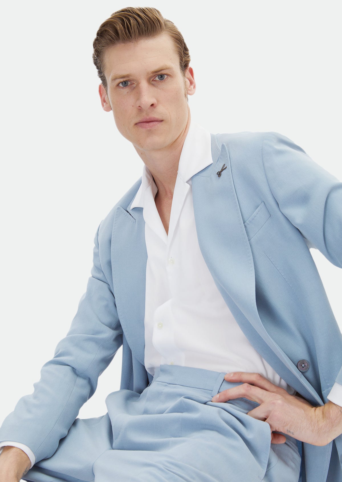 Mavi Düz Zeroweight Slim Fit Takım Elbise