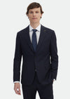 Lacivert Kareli Zeroweight Slim Fit Yün Karışımlı Takım Elbise