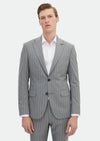 Gri Çizgili Zeroweight Slim Fit İpek Karışımlı Takım Elbise