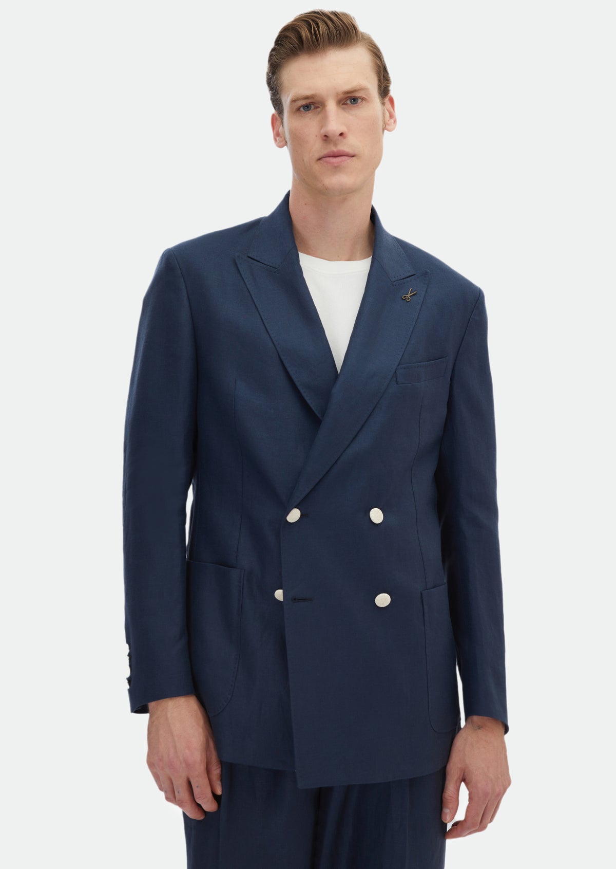 Lacivert Düz Zeroweight Slim Fit %100 Keten Takım Elbise