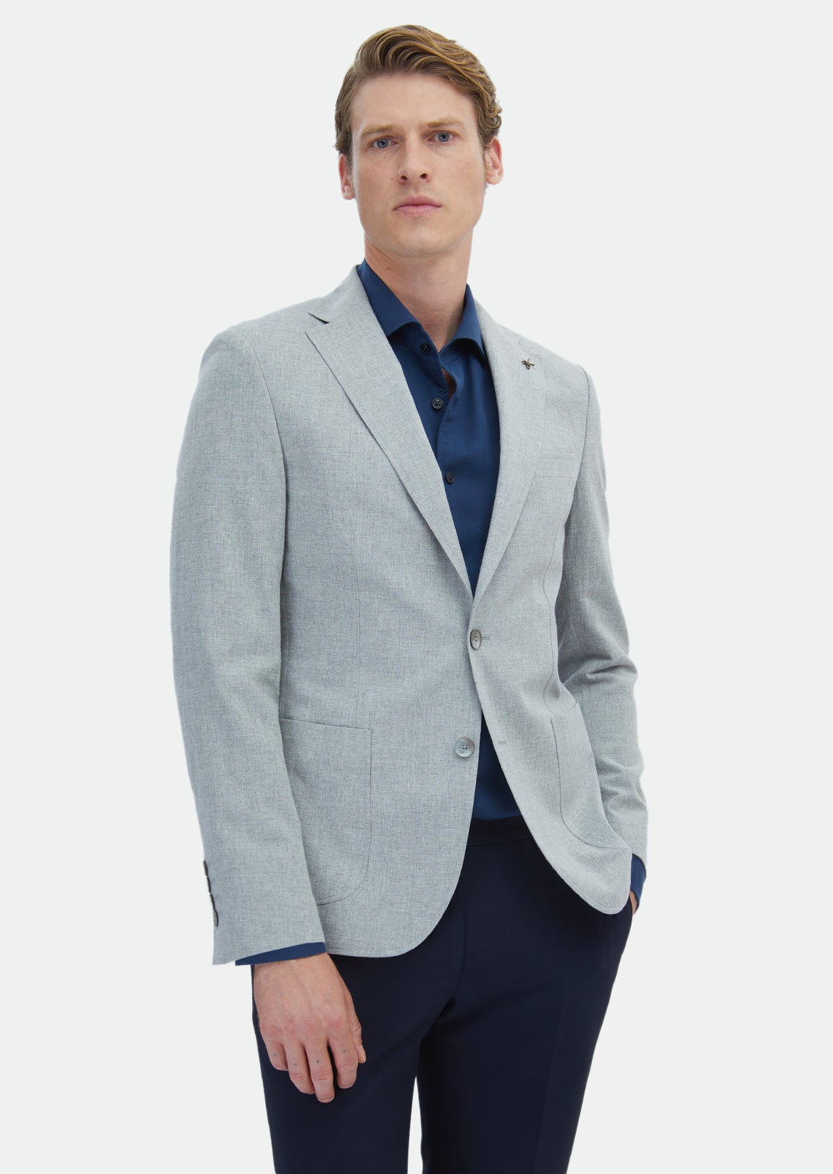 Gri Düz Zeroweight Slim Fit Pamuk Karışımlı Ceket
