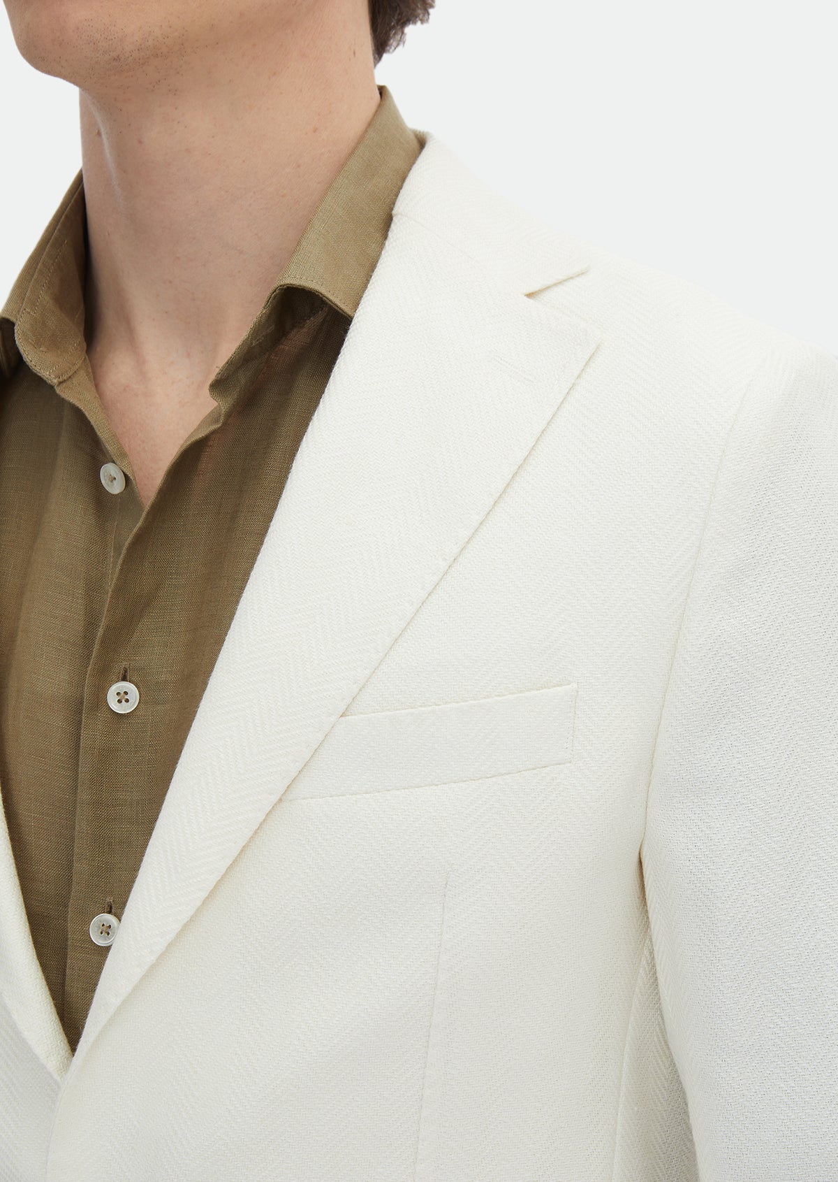 Ekru Desenli Shirt Shoulder Slim Fit Pamuk Karışımlı Ceket