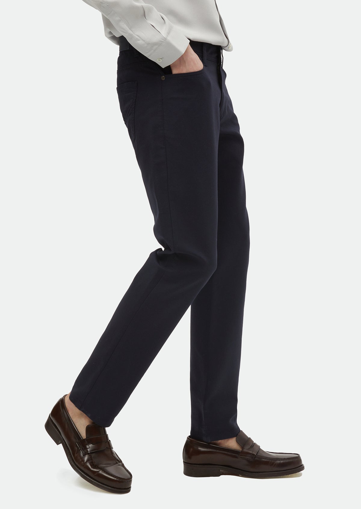 Lacivert Düz Dokuma Regular Fit Casual Pamuk Karışımlı Pantolon