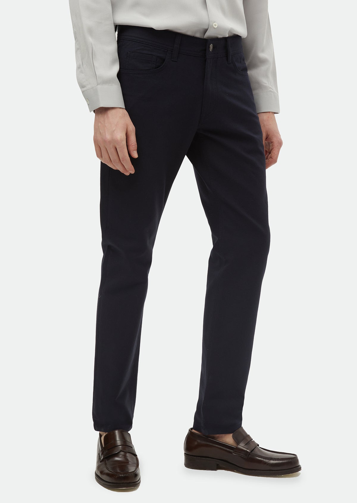 Lacivert Düz Dokuma Regular Fit Casual Pamuk Karışımlı Pantolon