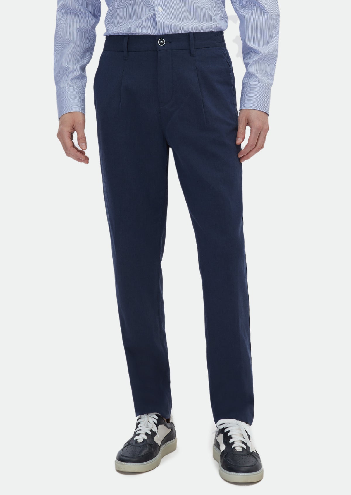 Lacivert Desenli Dokuma Jogging Fit Casual Pamuk Karışımlı Pantolon