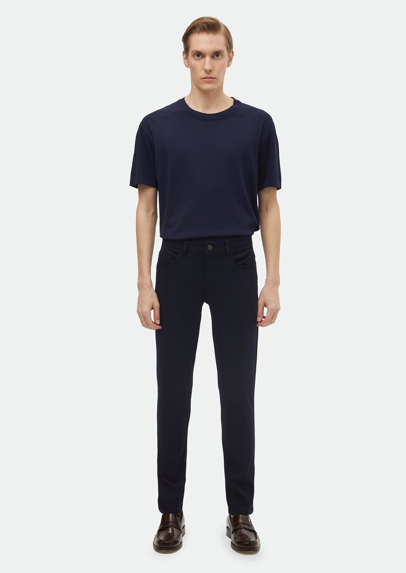 Lacivert Düz Örme Slim Fit Casual Pantolon