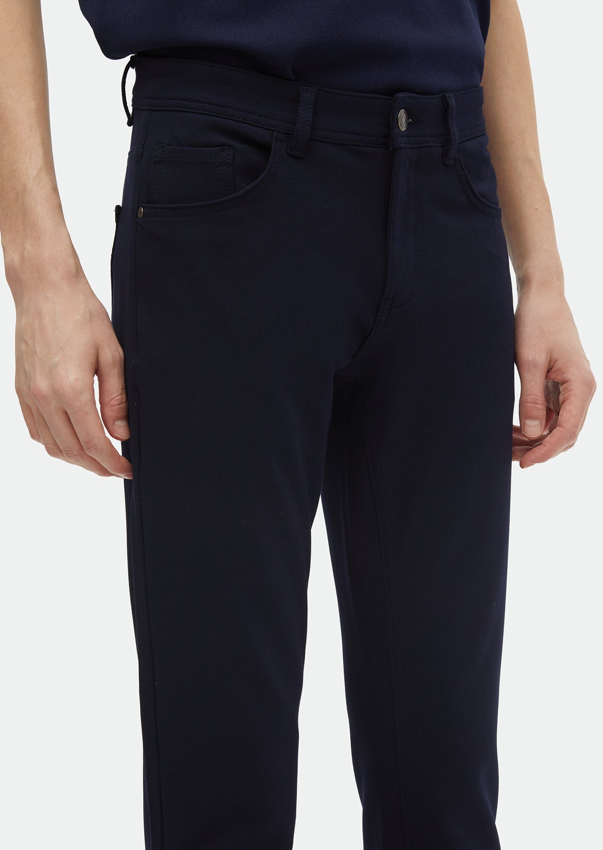 Lacivert Düz Örme Slim Fit Casual Pantolon