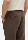 Kahverengi Düz Dokuma Jogging Fit Casual %100 Keten Pantolon