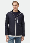 Lacivert Regular Fit Kapüşonlu Denim Dokuma Mont