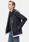 Lacivert Regular Fit Kapüşonlu Denim Dokuma Mont