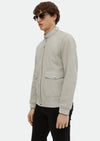 Gri Regular Fit Dik Yaka Casual Süet Deri Mont
