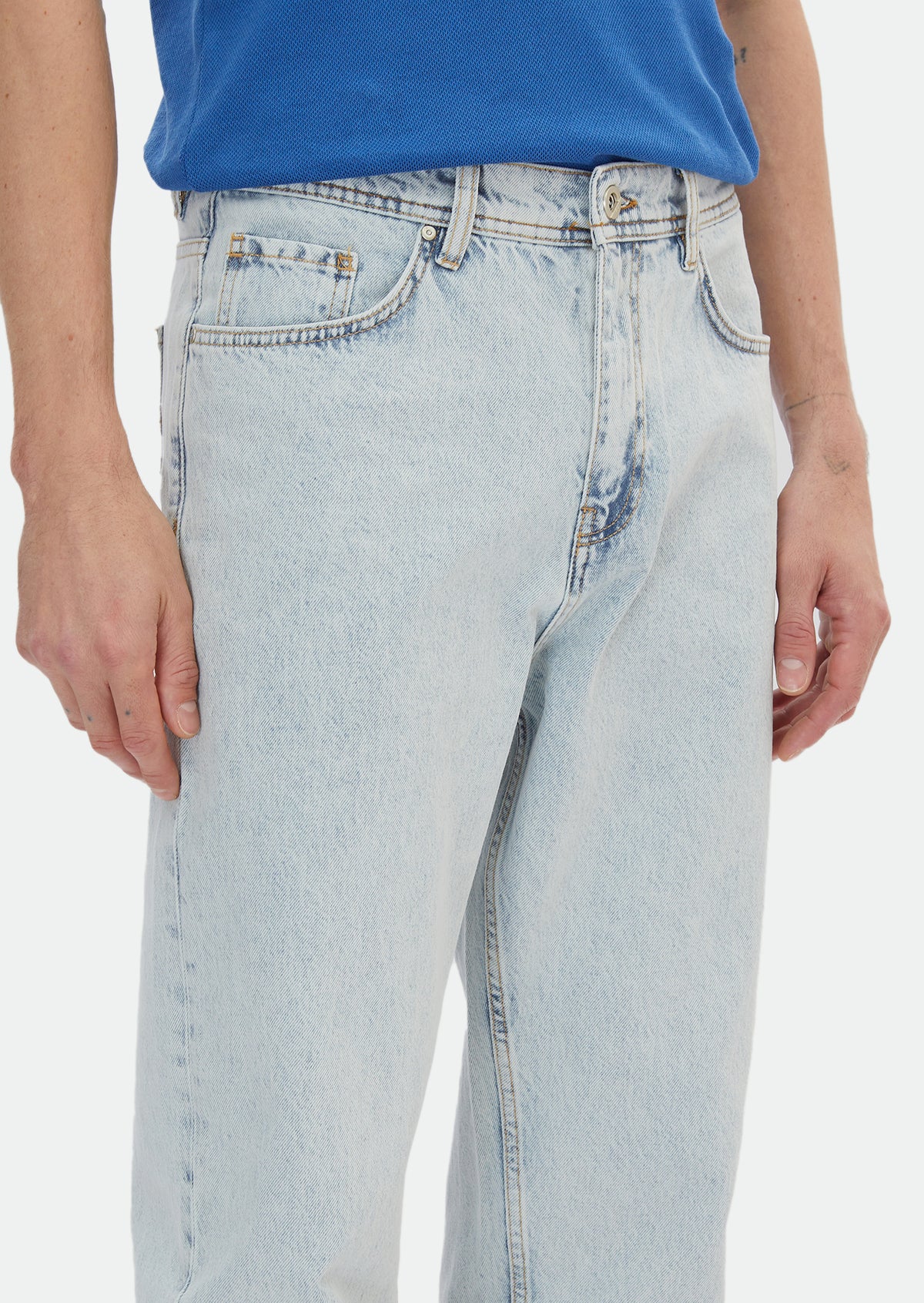 Mavi Düz Loose Fit Denim %100 Pamuk Pantolon
