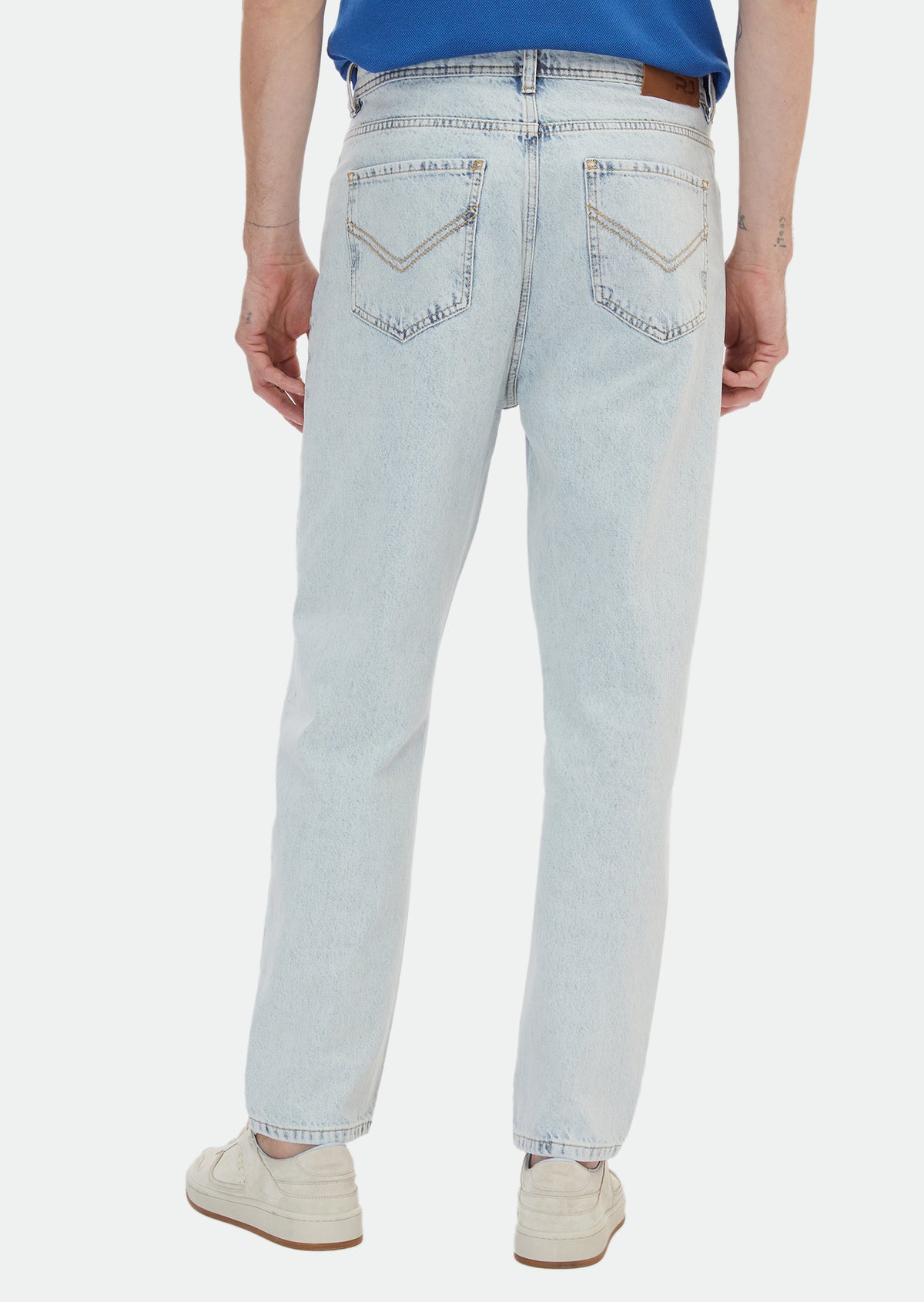 Mavi Düz Loose Fit Denim %100 Pamuk Pantolon