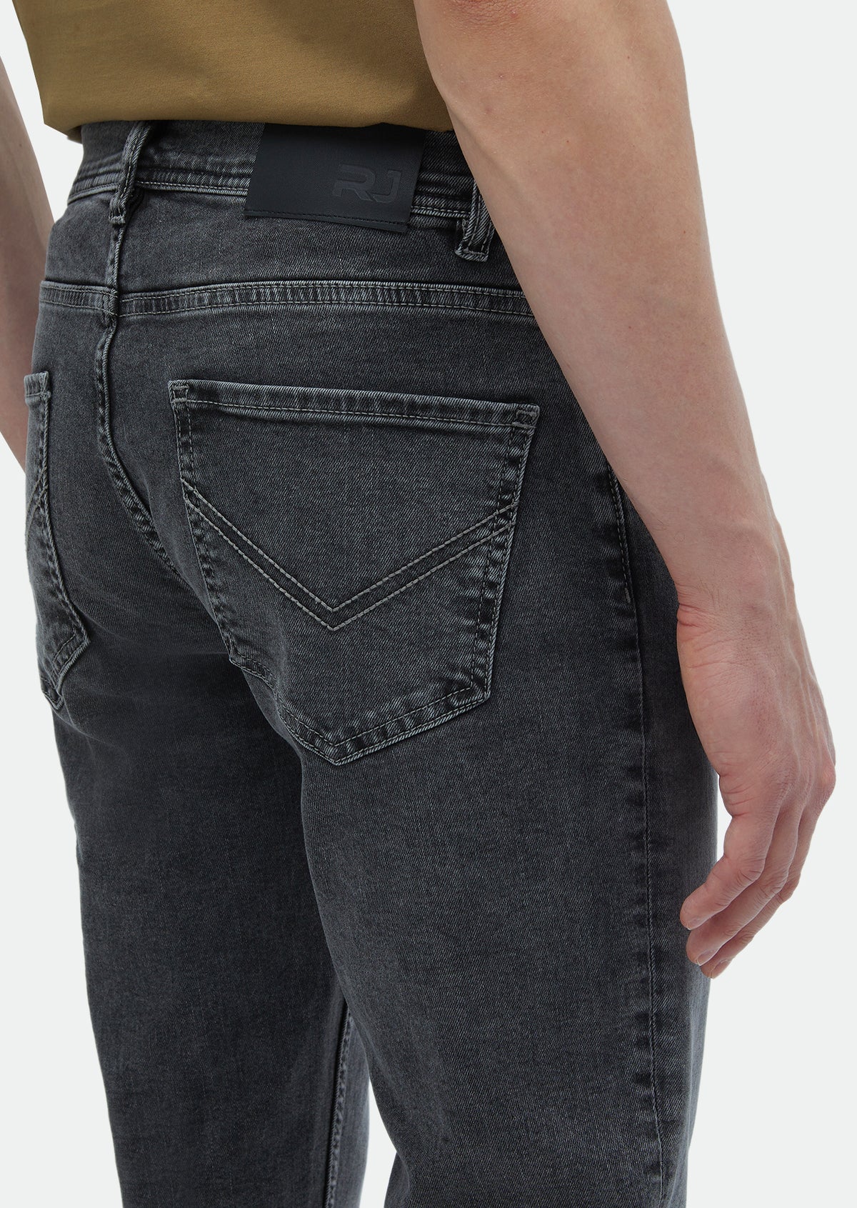 Antrasit Düz Slim Fit Denim Pamuk Karışımlı Pantolon