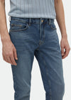 İndigo Düz Slim Fit Denim Pamuk Karışımlı Pantolon