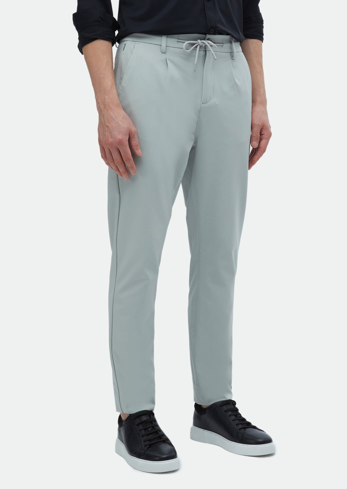 Açık Gri Düz Dokuma Jogging Fit Casual Pantolon