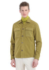 Yağ Yeşili Düz Regular Fit Uzun Dokuma Pamuk Karışımlı Overshirt