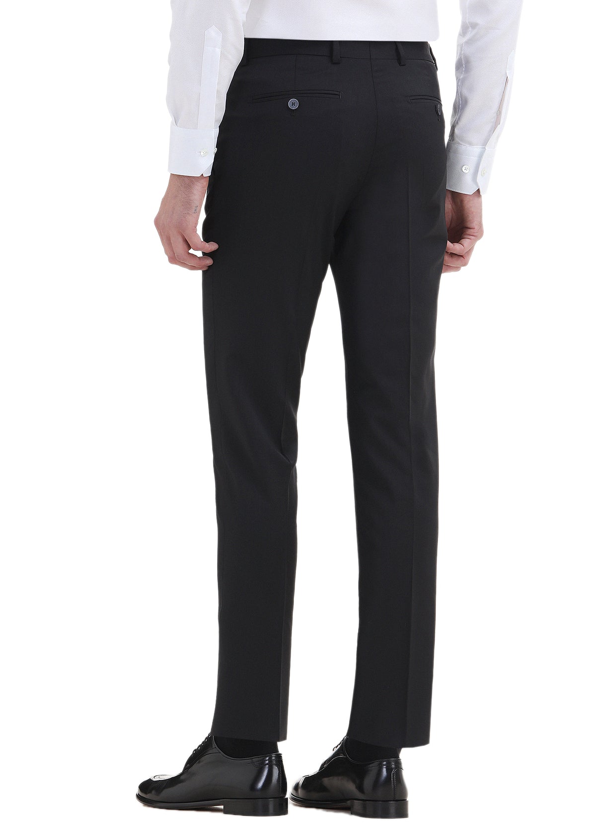 Siyah Düz Kumaş Modern Fit Klasik %100 Yün Pantolon