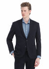 Lacivert Düz Zeroweight Slim Fit Yün Karışımlı Örme Ceket