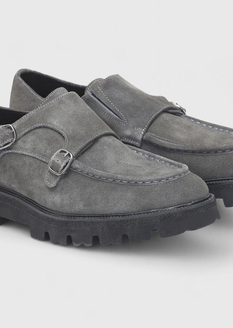 Koyu Gri Deri Casual Loafer