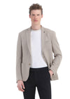 Bej Mikro Slim Fit Yün Karışımlı Ceket