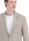 Bej Mikro Slim Fit Yün Karışımlı Ceket