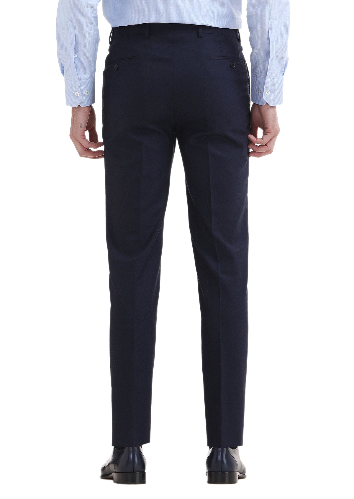 Lacivert Düz Kumaş Regular Fit Klasik Yün Karışımlı Pantolon