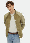 Haki Regular Fit Dik Yaka Casual Süet Deri Mont