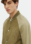 Haki Regular Fit Dik Yaka Casual Süet Deri Mont