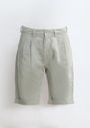 Bej Düz Dokuma Carrot Fit Casual %100 Pamuk Bermuda