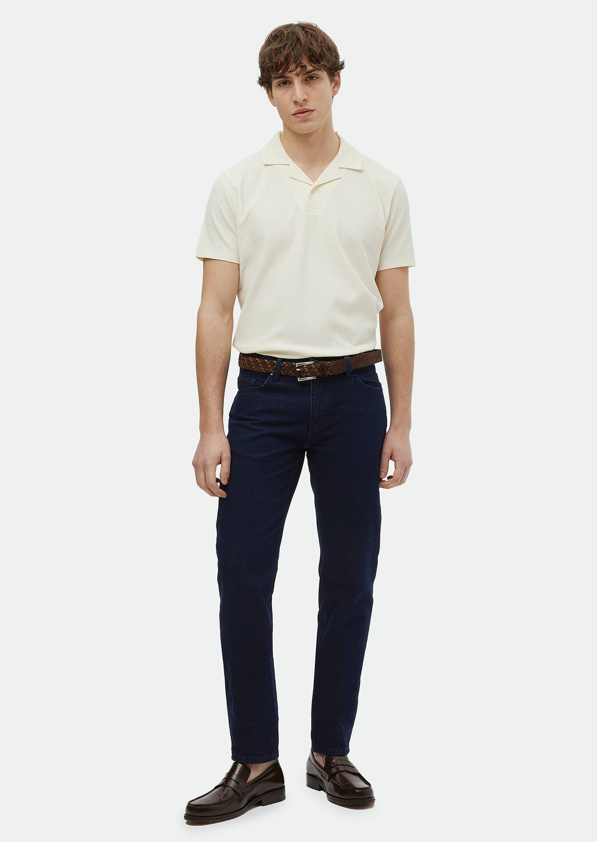 Lacivert Düz Regular Fit Denim Pamuk Karışımlı Pantolon