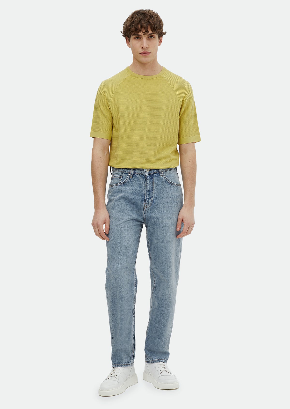 Indigo Loose Fit Denim Cotton Blended Trousers