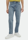 İndigo Düz Loose Fit Denim Pamuk Karışımlı Pantolon