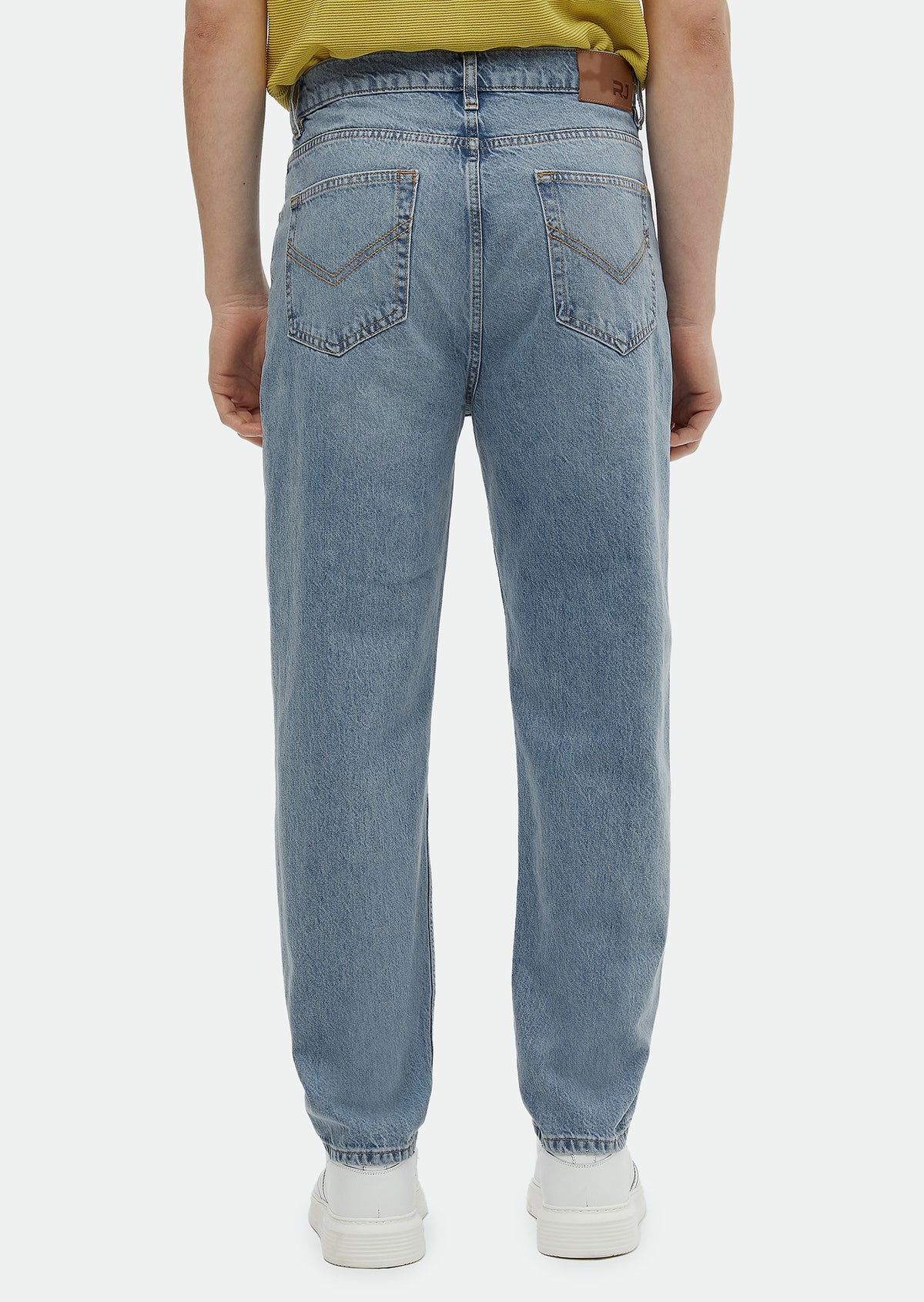 İndigo Düz Loose Fit Denim Pamuk Karışımlı Pantolon