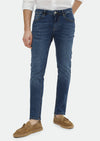 İndigo Düz Slim Fit Denim Pamuk Karışımlı Pantolon