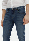 İndigo Düz Slim Fit Denim Pamuk Karışımlı Pantolon