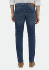 İndigo Düz Slim Fit Denim Pamuk Karışımlı Pantolon