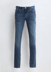 İndigo Düz Slim Fit Denim Pamuk Karışımlı Pantolon