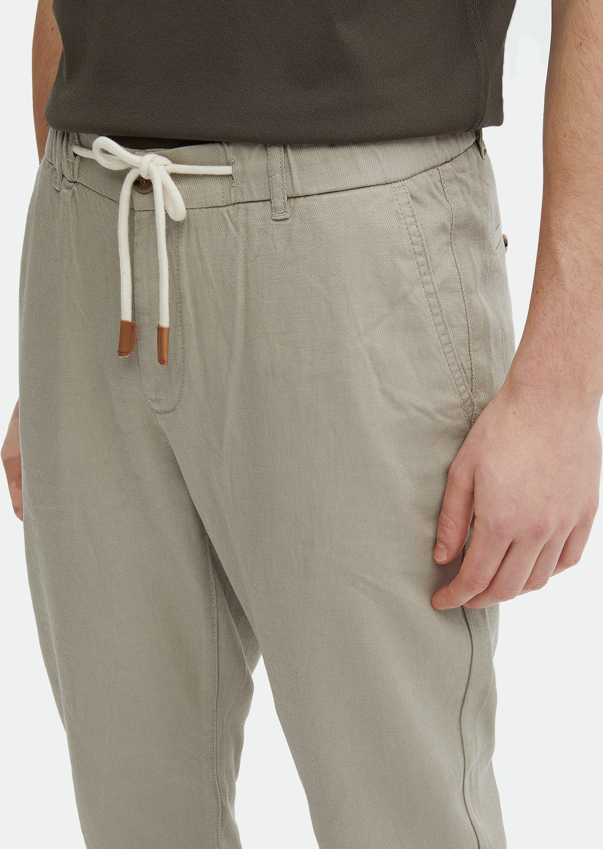 Bej Desenli Dokuma Jogging Fit Casual Pamuk Karışımlı Pantolon