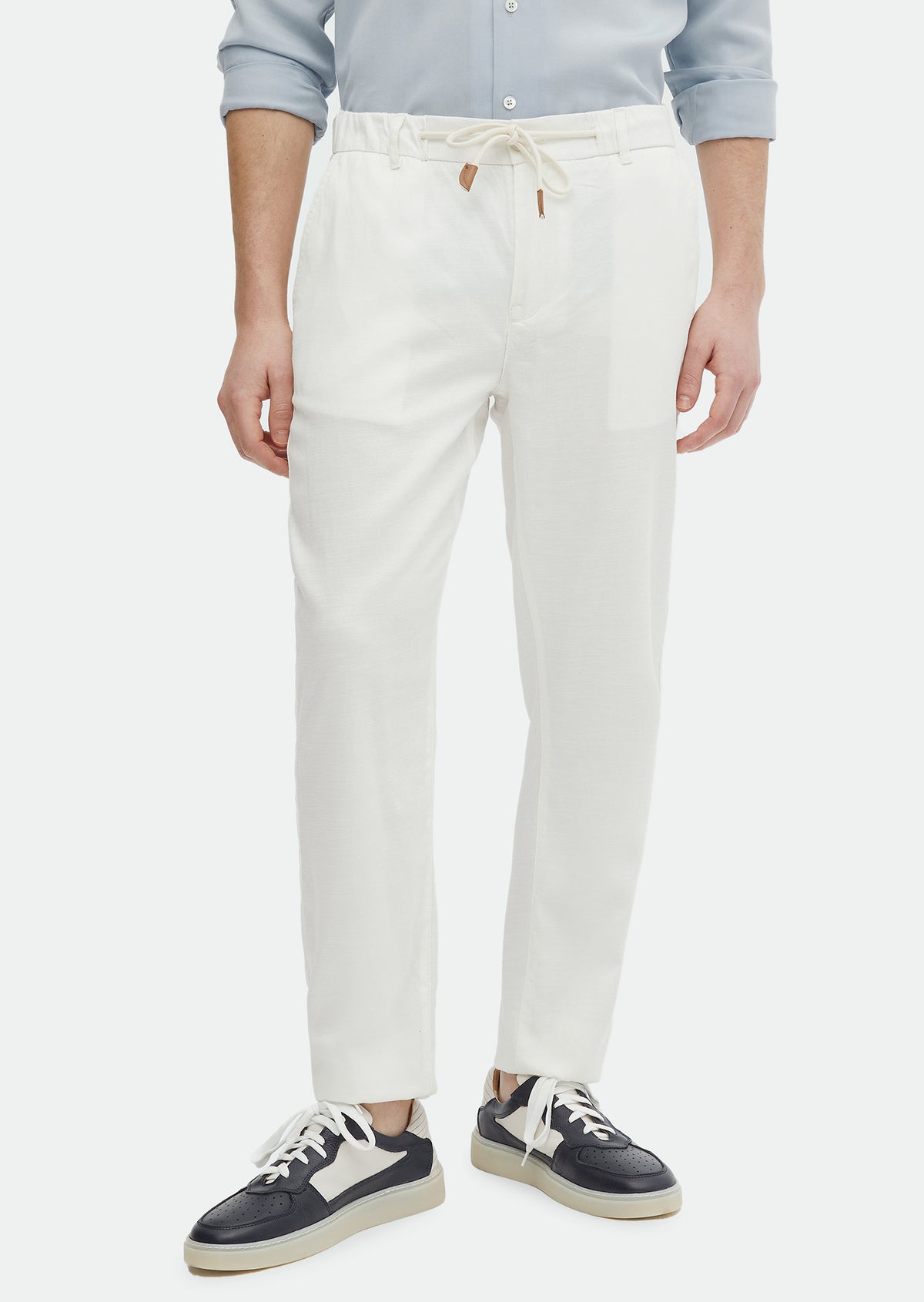 Ekru Desenli Dokuma Jogging Fit Casual Pamuk Karışımlı Pantolon