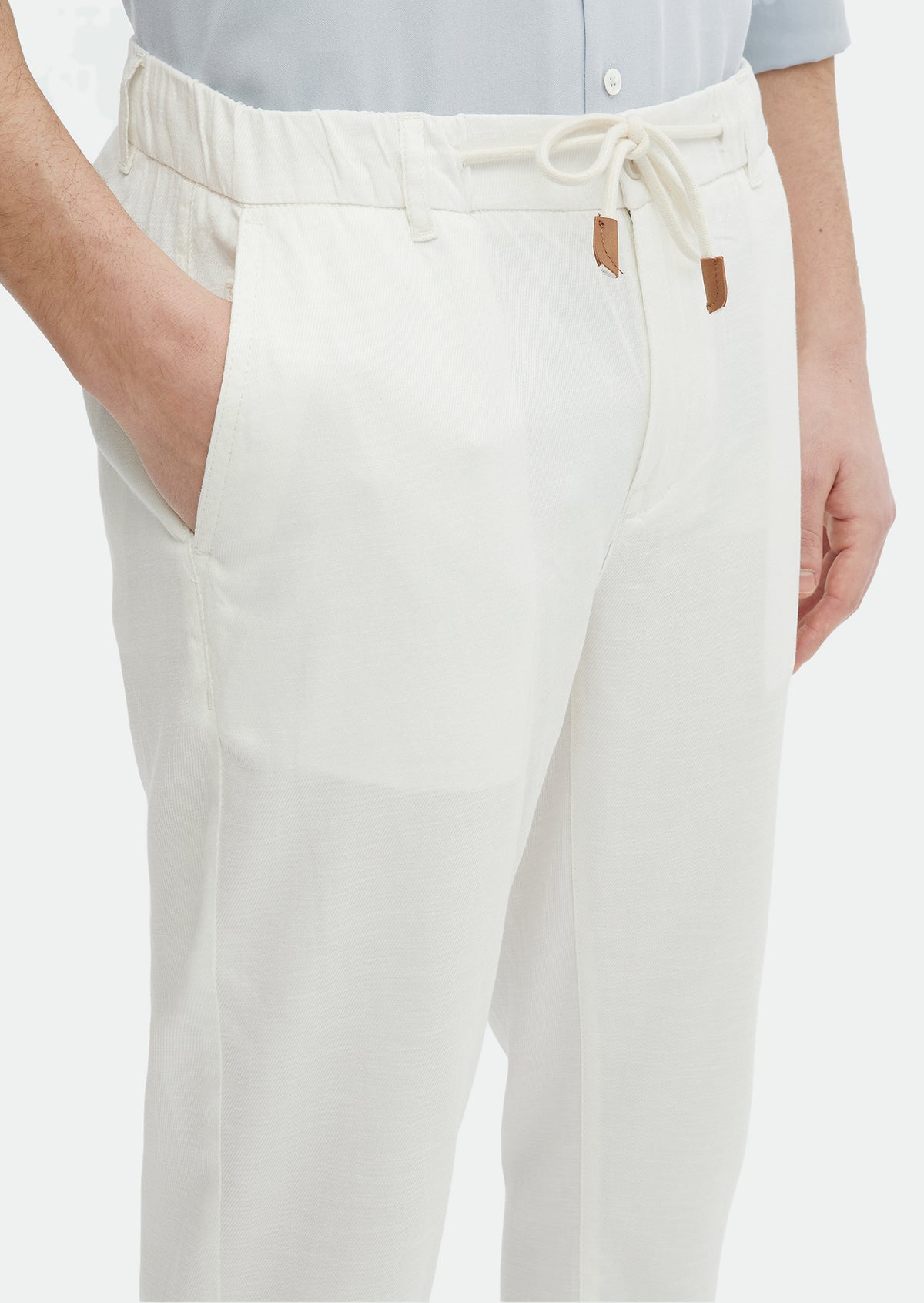 Ekru Desenli Dokuma Jogging Fit Casual Pamuk Karışımlı Pantolon