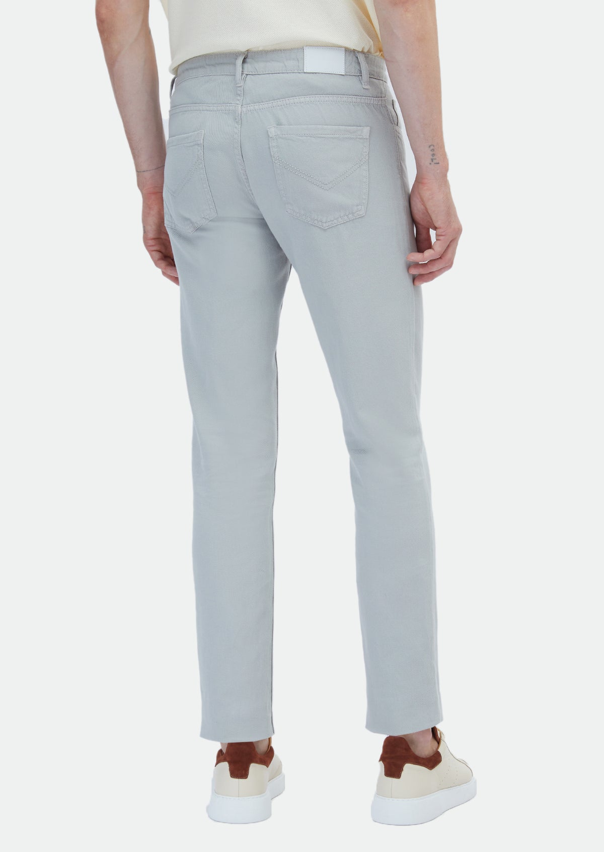 Gri Düz Dokuma Regular Fit Casual Pamuk Karışımlı Pantolon