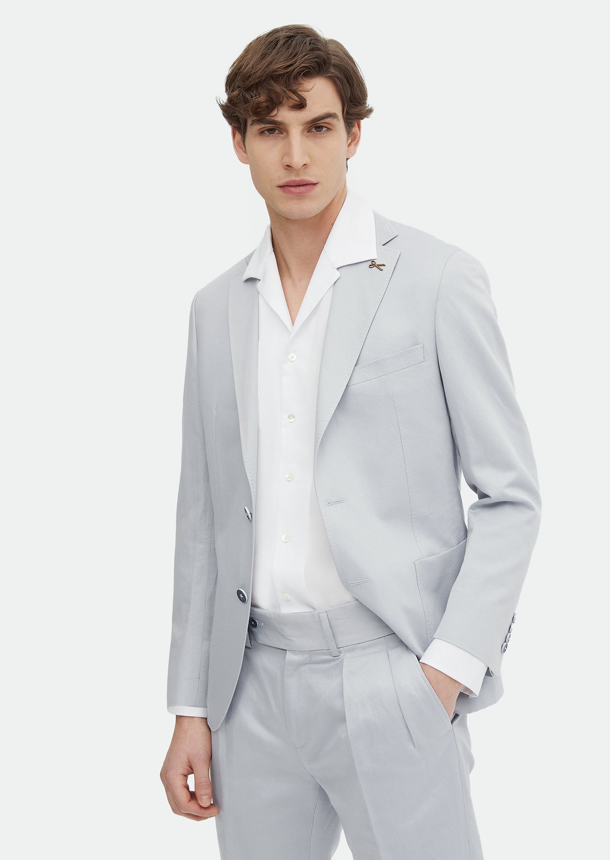 Blue Plain Zeroweight Slim Fit Cotton Blended Suit