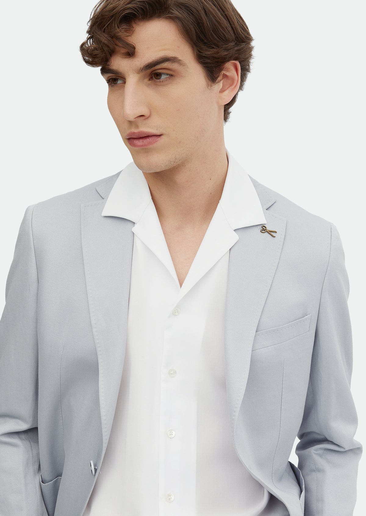 Mavi Düz Zeroweight Slim Fit Pamuk Karışımlı Takım Elbise
