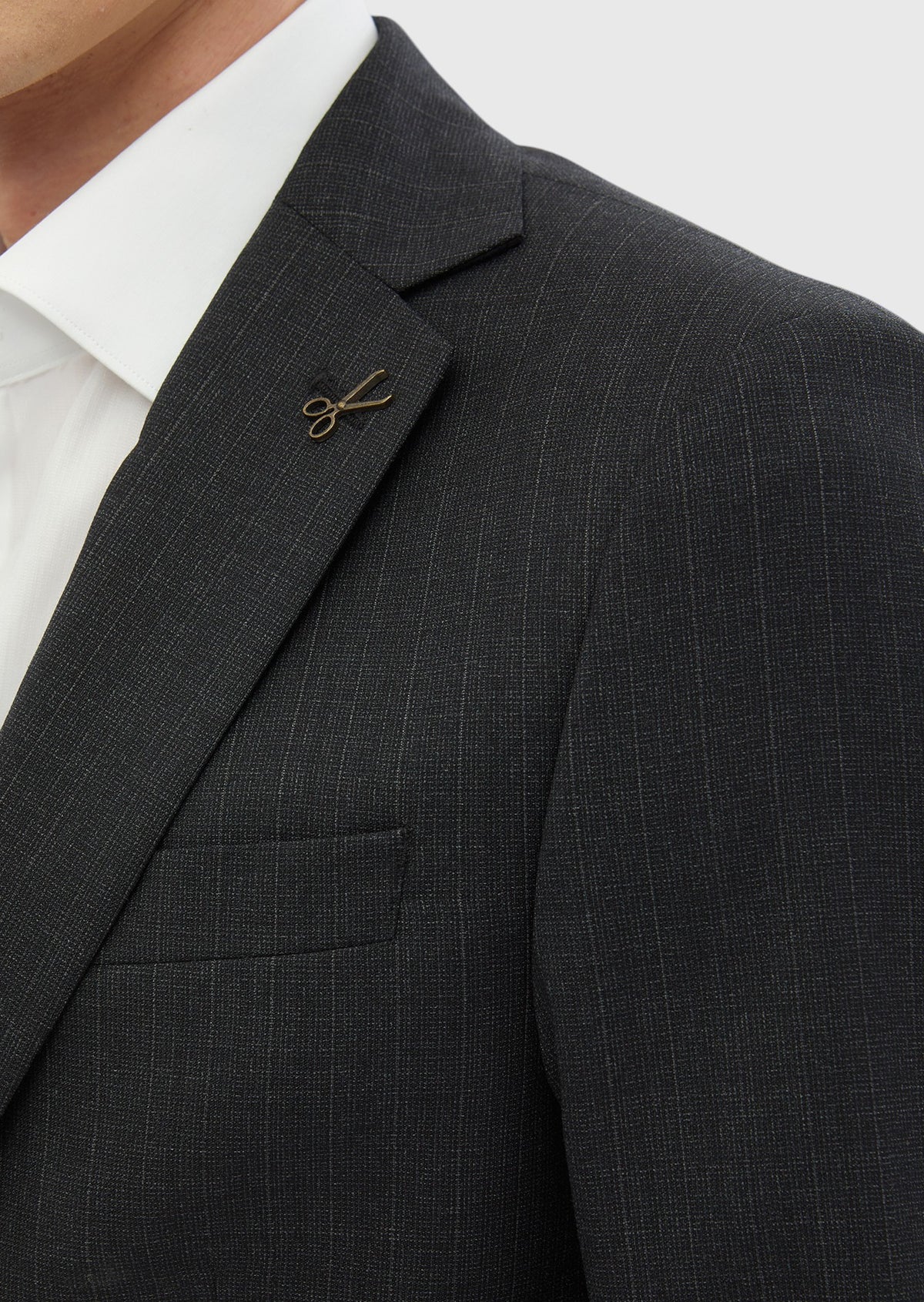 Antrasit Çizgili Modern Fit %100 Yün Takım Elbise