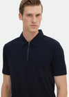 Lacivert Jakarlı Polo Yaka %100 Pamuk T-Shirt